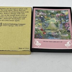 17 Vintage 1991 Antioch Book Plates Pink Garden Art by Helen Lea USA Made‎